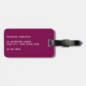 Modern Monogram Initiaal Donkerroze Bourgogne Bagagelabel (Achterkant horizontaal)