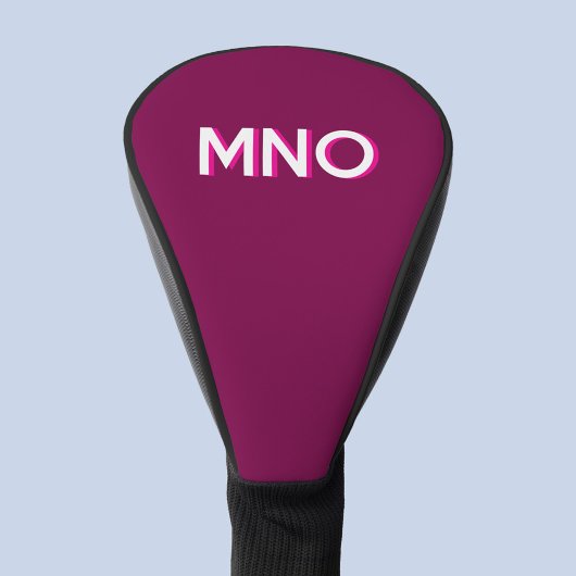 Modern Monogram Initiaal Donkerroze Bourgogne Golfheadcover