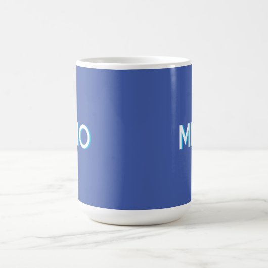Modern Monogram Initiaal Drop Shadow Blue Koffiemok (Center)