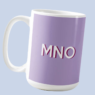 Modern Monogram Initiaal Drop Shadow Lila Koffiemok