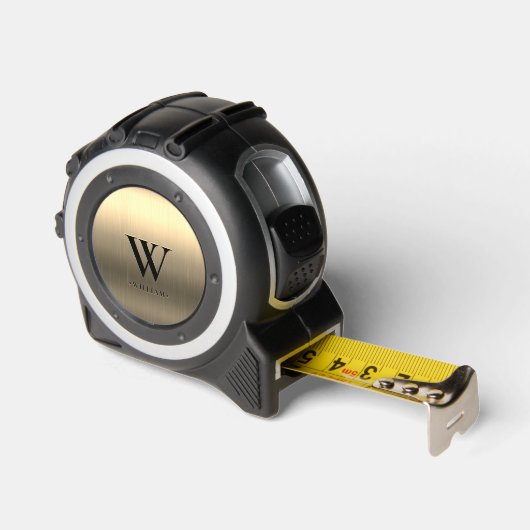 Modern Monogram Initiaal Elegant Metallic Gold Rolmaat (Hoek)