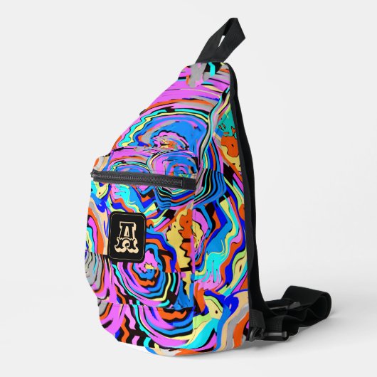 Modern Monogram Initiaal Elegant Stijlvol Sling Bag (Rechterhoek)