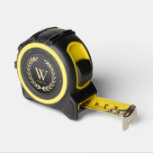 Modern Monogram Initiaal Elegant Zwart Gouden Kran Rolmaat (Hoek)