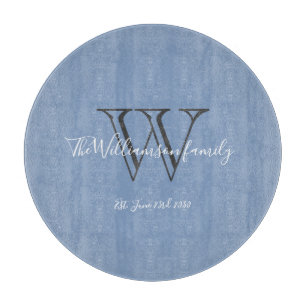 Modern Monogram Initiaal + Familienaam Chic Snijplank