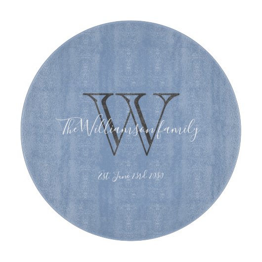 Modern Monogram Initiaal + Familienaam Chic Snijplank (Voorkant)