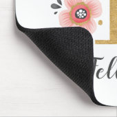 Modern Monogram Initiaal Girly Pink Floral Muismat (Hoek)