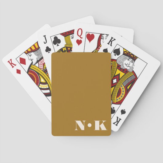 Modern Monogram Initiaal Gold Custom Wedding Favor Pokerkaarten (Achterkant)