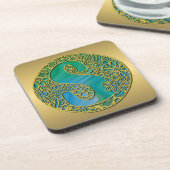 Modern Monogram Initiaal Gouden Letter en Turquois Bier Onderzetter (Linkerzijde)