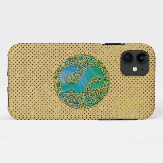 Modern Monogram Initiaal Gouden Letter en Turquois Case-Mate iPhone Case (Achterkant (horizontaal))