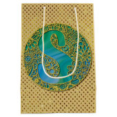 Modern Monogram Initiaal Gouden Letter en Turquois Medium Cadeauzakje (Achterkant)