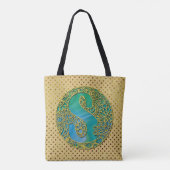 Modern Monogram Initiaal Gouden Letter en Turquois Tote Bag (Achterkant)