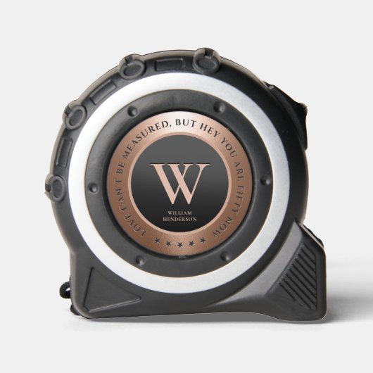 Modern Monogram Initiaal Koper Rosegold Funny Rolmaat (Voorkant)