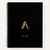 Modern Monogram Initiaal Letter A Floral Pattern Notitieboek (Voorkant)