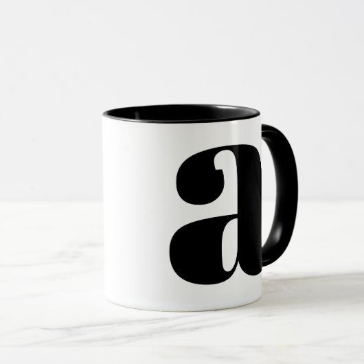 Modern Monogram Initiaal Letter Black and White A Mok (Voorkant rechts)