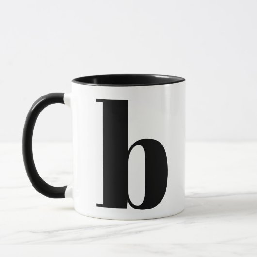 Modern Monogram Initiaal Letter Black en White B Mok (Links)