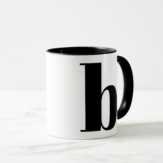 Modern Monogram Initiaal Letter Black en White B Mok (Voorkant rechts)
