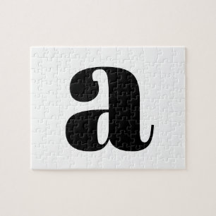 Modern Monogram Initiaal Letter Black en White Legpuzzel