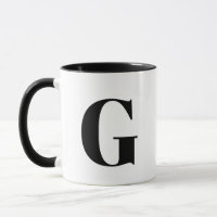 Modern Monogram Initiaal Letter Black