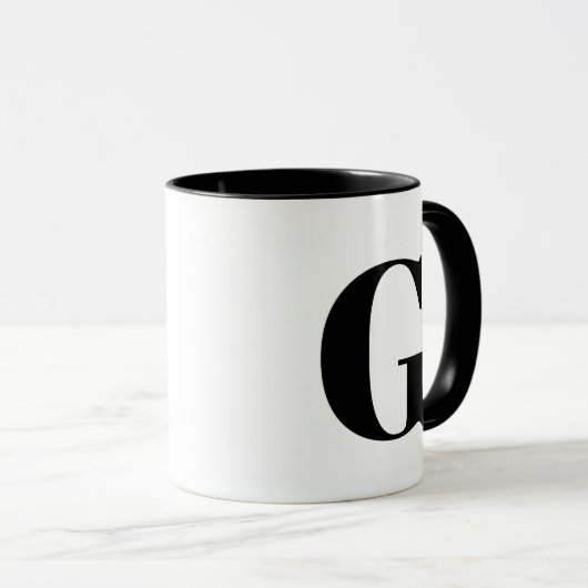 Modern Monogram Initiaal Letter Black Mok (Voorkant rechts)