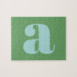 Modern Monogram Initiaal Letter Blue en Green Legpuzzel<br><div class="desc">Het moderne monogram in lichtblauw en groen bevestigen</div>