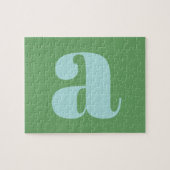 Modern Monogram Initiaal Letter Blue en Green Legpuzzel (Horizontaal)
