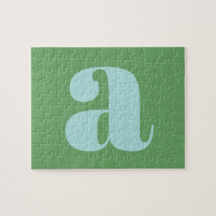 Modern Monogram Initiaal Letter Blue en Green Legpuzzel