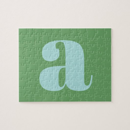 Modern Monogram Initiaal Letter Blue en Green Legpuzzel (Horizontaal)