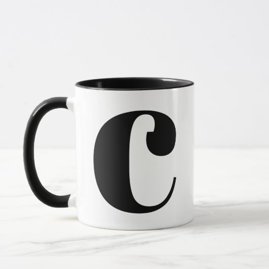 Modern Monogram Initiaal Letter C Black en White Mok (Links)