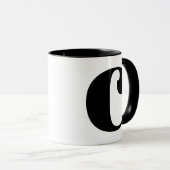 Modern Monogram Initiaal Letter C Black en White Mok (Voorkant rechts)
