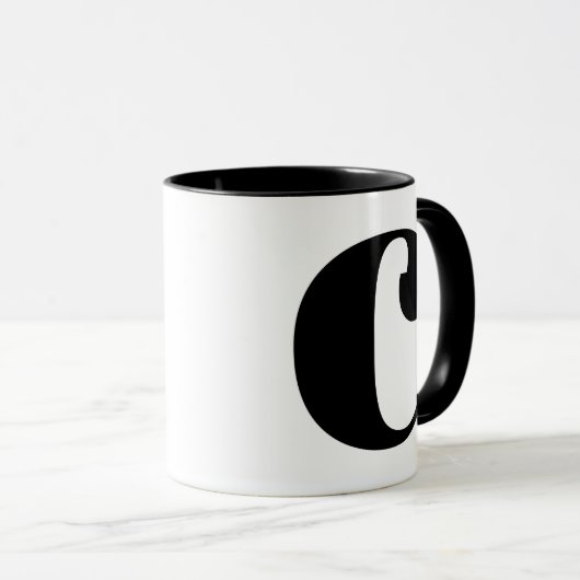Modern Monogram Initiaal Letter C Black en White Mok (Voorkant rechts)