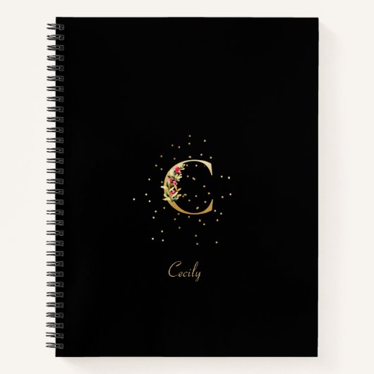 Modern Monogram Initiaal letter C Bloempatroon Notitieboek (Voorkant)