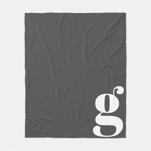 Modern Monogram Initiaal Letter Chic Black White Fleece Deken (Voorkant)