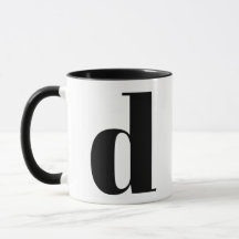 Modern Monogram Initiaal Letter D Black en White