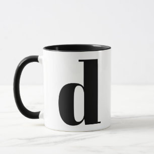 Modern Monogram Initiaal Letter D Black en White Mok