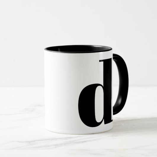 Modern Monogram Initiaal Letter D Black en White Mok (Voorkant rechts)
