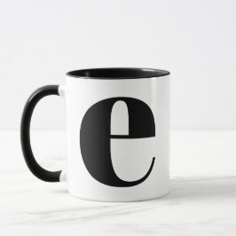 Modern Monogram Initiaal Letter E Black en White Mok