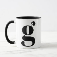 Modern Monogram Initiaal Letter G Black and White