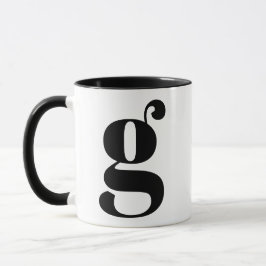 Modern Monogram Initiaal Letter G Black and White Mok