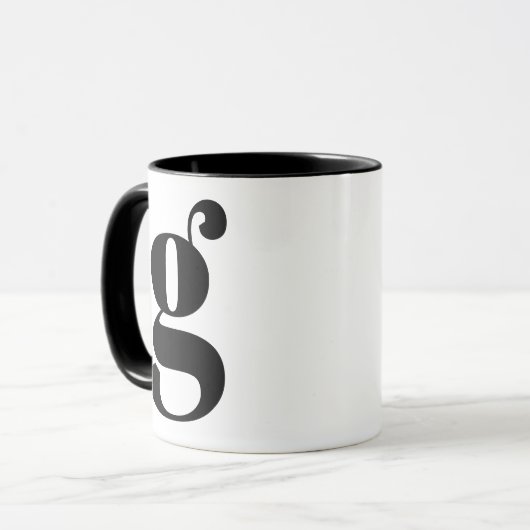 Modern Monogram Initiaal Letter G Black and White Mok (Voorkant links)