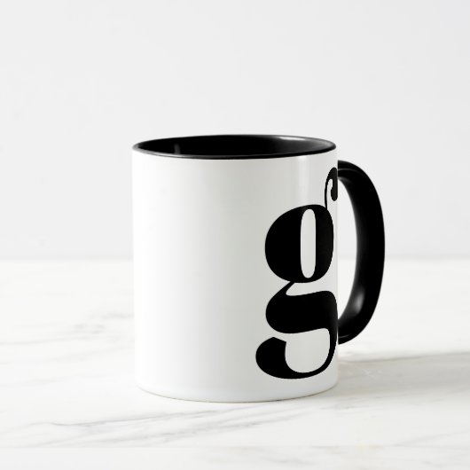 Modern Monogram Initiaal Letter G Black and White Mok (Voorkant rechts)