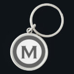 Modern Monogram Initiaal Letter Gray Sleutelhanger<br><div class="desc">Moderne monogrammed sleutelhanger met monogram initiaal in grijs en wit.</div>