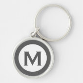 Modern Monogram Initiaal Letter Gray Sleutelhanger (Voorkant)