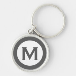 Modern Monogram Initiaal Letter Gray Sleutelhanger