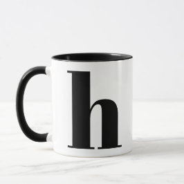 Modern Monogram Initiaal Letter h Black en White Mok