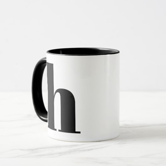 Modern Monogram Initiaal Letter h Black en White Mok (Voorkant links)