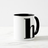 Modern Monogram Initiaal Letter h Black en White Mok (Voorkant rechts)