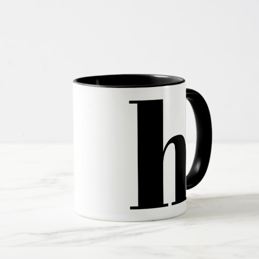 Modern Monogram Initiaal Letter h Black en White Mok (Voorkant rechts)