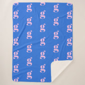Modern Monogram Initiaal Letter helderblauw roze Sherpa Deken (Voorkant)