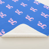 Modern Monogram Initiaal Letter helderblauw roze Sherpa Deken (3/4)