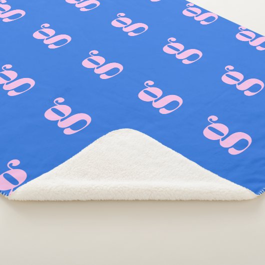 Modern Monogram Initiaal Letter helderblauw roze Sherpa Deken (3/4)